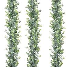 1 pièce/2 pièces/3 pièces, 70,86 pouces/5,9 pieds Décoration de maison Vignes de table artificielles, Couronne de fleurs d'eucalyptus vert avec feuilles d'eucalyptus dollar d'argent et couronne de fleurs de souffle de bébé. Fleurs et vignes artificielles en plastique. Saint-Valentin, Cadeau
