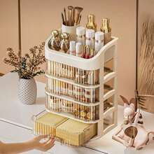 1 Hộp Đựng Đồ Trang Điểm Nhiều Lớp, Hộp Trưng Bày Mỹ Phẩm, Mặt Bàn Lớn, Hộp Đựng Mỹ Phẩm Chăm Sóc Da, Tuyệt Vời Cho Tủ Quần Áo, Phòng Tắm, Phòng Ngủ - Màu be - Xem 2