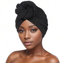 Turbanti da donna in tessuto africano con fiore fatto a mano, nodo solido di colore, cappello da chemio stile casual ad alta gamma, confortevole e traspirante per l'abbigliamento quotidiano della testa.