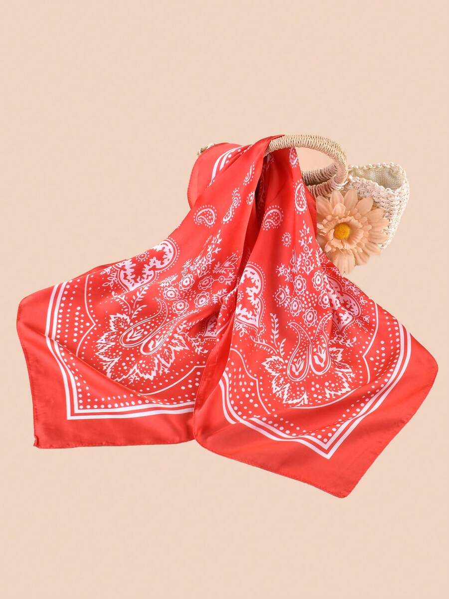 YWQLWJ 1 Khăn Bandana In Hình Học Mới Xuất Hiện Khăn Satin Có Họa Tiết Hoa Cho Phụ Kiện Tóc Nữ, Cà Vạt Cổ Chuyên Nghiệp, Khăn Quàng Cổ Vuông 70Cm, Dây Buộc Tóc, Băng Đô Lý Tưởng Để Trang Điểm Cho Bạn