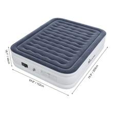 Double Inflatable Air Bed Built-In Pump High Raised Mattress Camping King Size - Grey - View 6