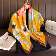 1pc 90cm Stylish Plaid Floral Printed Bandana, New Women's Headscarf Suitable For Casual And Vacation Wear, Festivals, Commuting, Etc. Bandana,Hair Band,Head Band Ideal For Dressing Up Your Look Valentine's Day - Multicolor - View 9