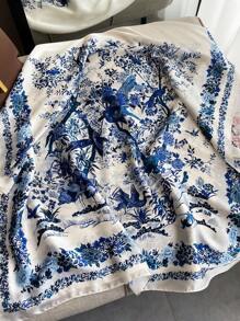 1pc Ladies Beach Accessories Imitated Silk Printed Scarf For Outdoor & Beach Activities Sunscreen Shawl, All-Matched Fashion Accessory