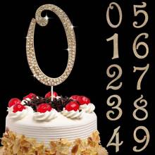 1pc Large Number 0 1 3 4 5 6 7 8 9 Birthday Cake Topper, Gold Bling Rhinestone Happy Birthday Cake Topper, No 1 10 16 18 21 30 40 50 60 70 80 Cake Toppers For Birthday Party Wedding Anniversary Decorations, - Gold - View 2