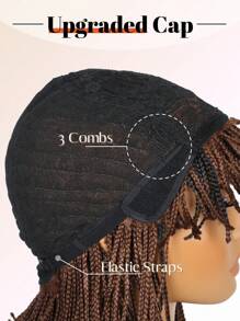 Peluca de trenzas bob trenzadas para mujer, peluca corta de trenzas cuadradas con flequillo, peluca sintética de trenzas marrones con raíces negras para mujeres afroamericanas