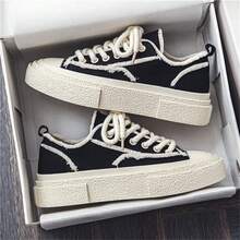 Uncommon Design Canvas Sneakers For Couples, Women Outdoor Shoes - Black - View 5