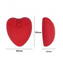 1pc Red Unique Heart Shaped 2.4G Wireless Optical Mouse, 1600DPI Office Mouse, Lovely Heart Shaped Optical Wireless Mouse Stable Handling Optical Tracking Wireless Mouse,Nice Gift For Girlfriend Colleague Mother Sister - Red - View 5