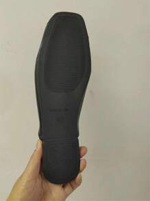 女士優雅方頭穆勒鞋，平底泵鞋，輕盈PU皮革鞋面