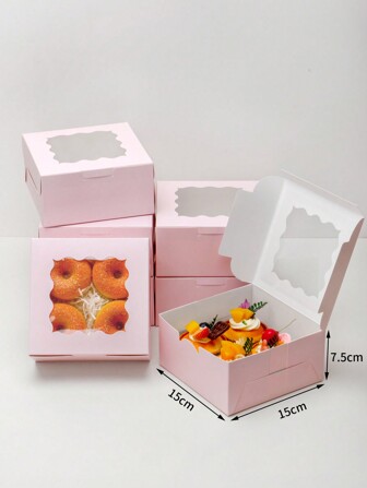 5 piezas/10 piezas Caja de pan morado-rosa con ventana de visualización transparente, perfecta para el almacenamiento de macarons, galletas y rosquillas en bolsas de regalo de boda de panadería, suministros escolares, bolsas de alimentos, cajas de alimentos adecuadas para caramelos, chocolates, galletas, etc.