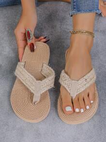 Fashionable Slip-On Women's Flat Sandals, Non-Slip Beach Slippers With Mid Heel For Summer Holiday - Khaki - View 6