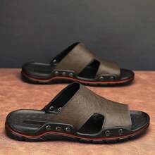 Fashionable Men Sandals Summer New Men Slippers Casual And Fashionable Open-Toed Beach Shoes Thick-Soled Anti-Slip Wear-Resistant Slippers For Men - Khaki - View 3