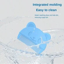 2入組嬰兒洗髮水套裝，矽膠刷和梳子，適用於嬰兒襞疹和梳理頭髮 - 藍色 - 查看 3