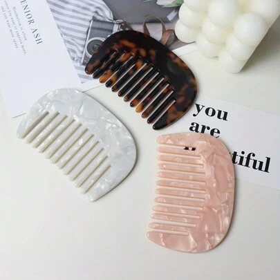 1pc Minimalist Marble Texture Hair Comb Portable Acetic Acid Hairdressing Comb Mini Hair Styling Comb For Daily Travel Outgoing Use Body Care For Travel,Outdoor,Sport,Office,School,Hair Clips,Hair Accessories