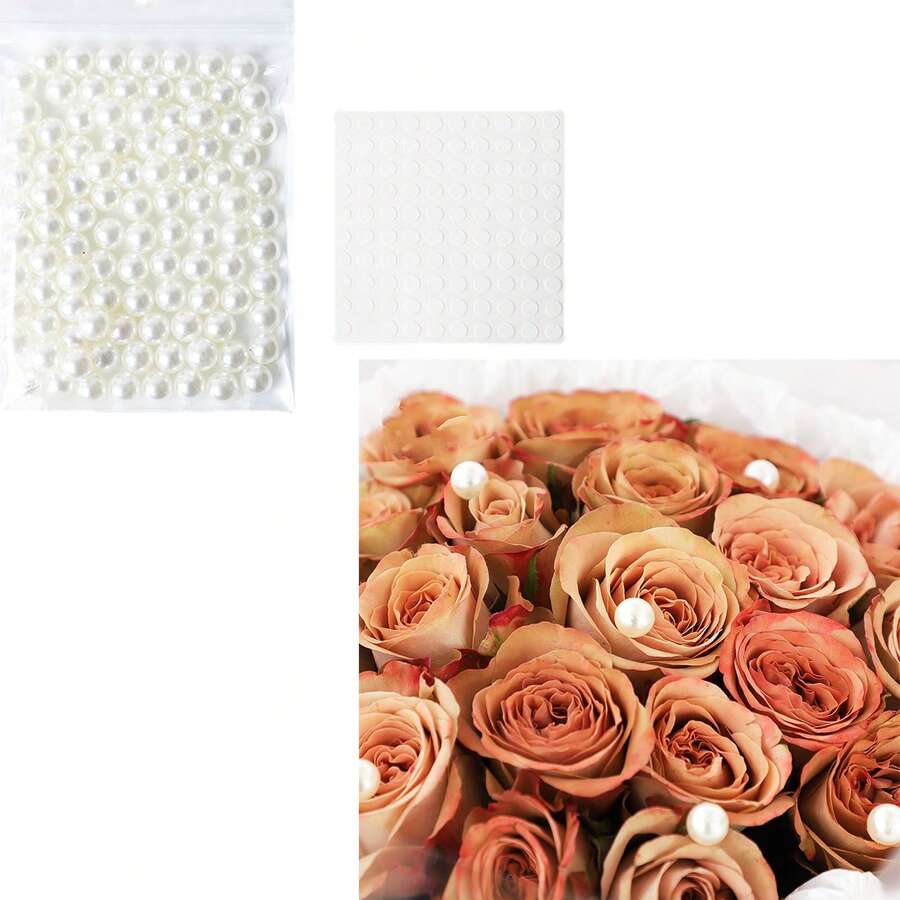 100入組ABS人造珍珠串鏈，適用於DIY花束、插花裝飾和包裝材料、珠寶和服裝飾品 - 白色 - 查看 1