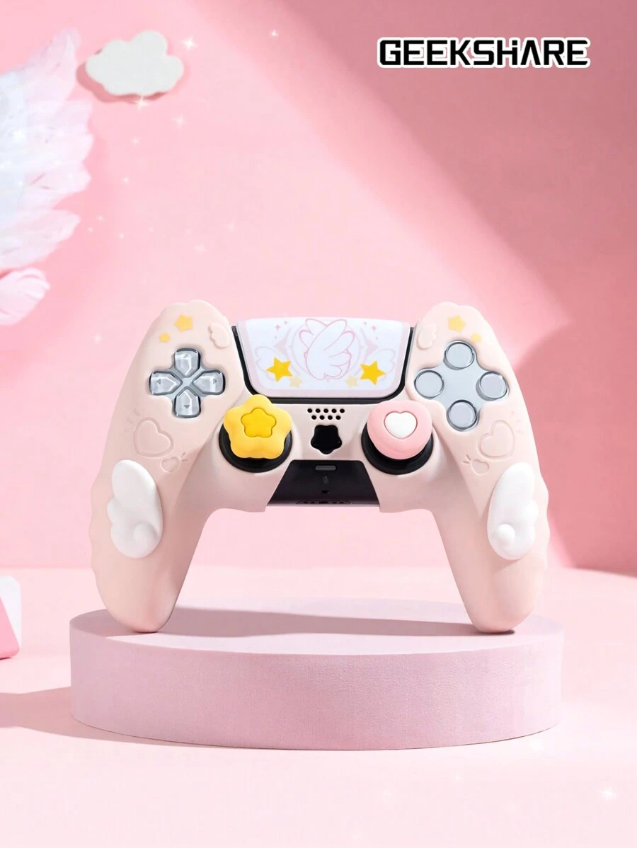 GeekShare Star Wings Silicone Grip Controller Skin Protective Cover - Pink - View 1