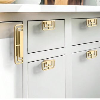 1 st zinklegering skåpdörrhandtag i kinesisk stil Gyllene låda Skoskåp Hårdvara Montering Förlängd dubbel möbeldrag