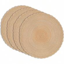 Manteles individuales redondos de trenzado resistente al calor y antideslizantes, juego de 2/4/6/8 - 15 pulgadas, manteles de mesa lavables, fáciles de limpiar, aptos para cena, barbacoa, uso en interiores y exteriores (caqui)
