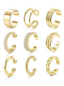 Aretes de oreja para mujeres sin perforaciones, pendientes de aro dorados enchapados en oro para orejas no perforadas, pendientes de cartucho con clip, pendientes falsos sin peso