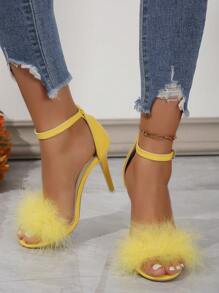 2024 New Elegant Sexy Fashionable Casual Nightclub Anti-Slip Versatile Fuzzy Women High Heels Sandals