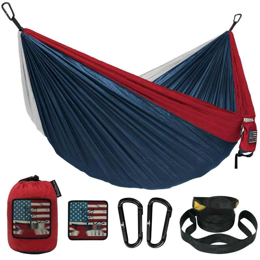 Camping Hammock - Camping Essentials, Portable Hammock W/Tree Straps, Single Or Double Hammock For Outside, Hiking, And Travel