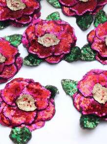 1 Peça Flor de Lantejoulas 3D Tipo Rosa Vermelha, Remendo Brilhante para Costura em Roupas, DIY Aplique para Dia dos Namorados, Verão, Escola