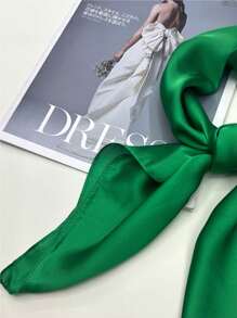 1 pieza Pañuelo cuadrado de unicolor, cómodo, elegante, único, clásico, nuevo y versátil para primavera y otoño, estiloso y cómodo para damas - Verde - Ver 4
