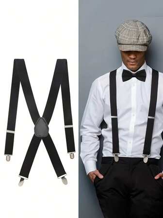 1pc Unisex 4 Clips Braces Suspenders Elastic Y-Back Belt Strap For Trousers & Shirts Halloween Autumn-Winter Accessories Halloween Costume,Suitable For Teens, Youth,Men,Casual, Outdoor, Athletic, Vacation, Graduation Gifts, Birthday, Daily Wear