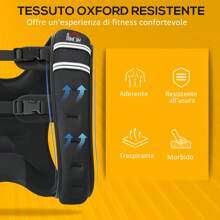 Giubbotto Zavorrato 5kg Traspirante con Tasca Portaoggetti e Spallacci, Gilet Zavorrato in tessuto Oxford, Metallo e Sabbia, 40x35 cm, Nero - nero - Visualizzare 5