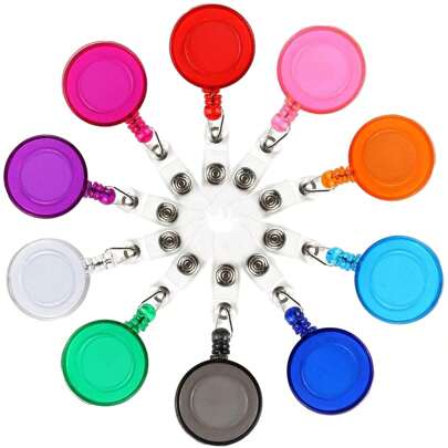 10 Pcs Retractable Badge Reel Clips Holder For Hanging ID Card Name Key Chain Colorful,School Supplies,Back To School