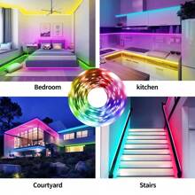 1 Rolle 1 Meter/3,3 Fuß-15 Meter/49,2 Fuß batteriebetriebener LED-Streifen (ohne Batterien), RGB-Farbwechsel, flexibler batteriebetriebener LED-Streifen, mit IR-24-Tasten-Fernbedienung, für Schlafzimmer, Tisch, Zuhause, Raum, TV, Camping und DIY-Dekoration