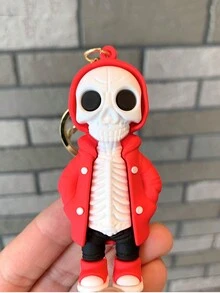 1pc Cartoon Skeleton Keychain, Fashion Sweatshirt And Car Doll Pendant, Bag Keychain, Memorial Halloween Christmas Gift Ideas Bag Accessories Lanyards With Id Holder Car Accessories Bag Charms
