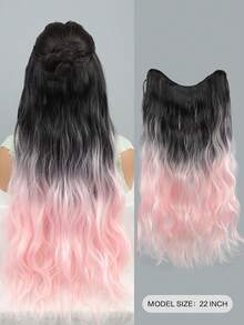 22英寸女士染色漸變水紋插片式自然髮片 - 漸層粉紅色 - 查看 3