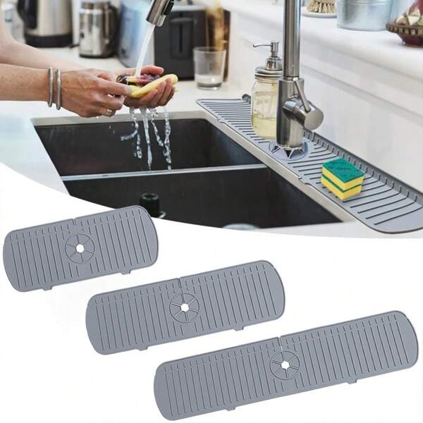 1pc Silicone Faucet Splash Pad Silicone Drainage Pad Faucet Handle Drip Splash Proof Pad Countertop Bathroom Drying Pad Kitchen Bathroom Accessories For Hotels Restaurant Kitchen
