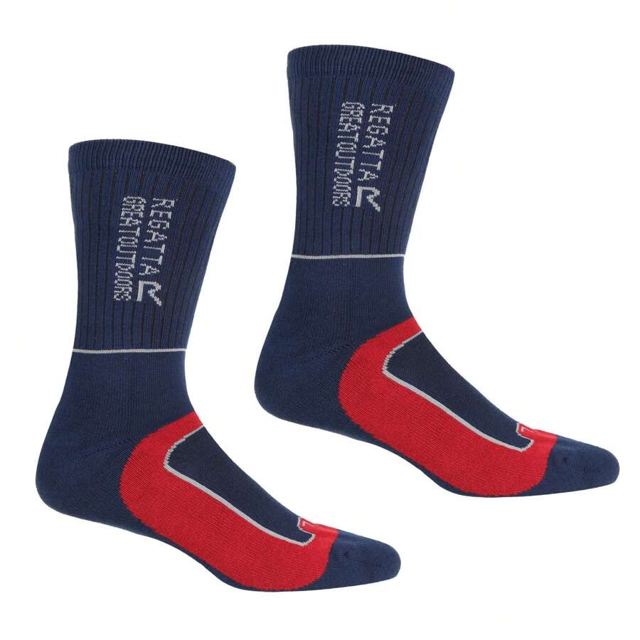 Regatta Mens Samaris 2 Season Socks (Pack Of 2) (Navy/Dark Red) - Navy/Dark Red - View 1