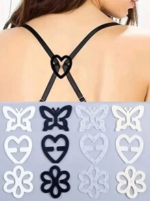 Set de 12 cierres invisibles para sujetador con formas de mariposa, corazón y flor de ciruelo, solución perfecta para correas de sujetador que se resbalan, cuidado del Body para viajes, deportes, al aire libre, cinturones de enfriamiento para el verano, playa y viajes