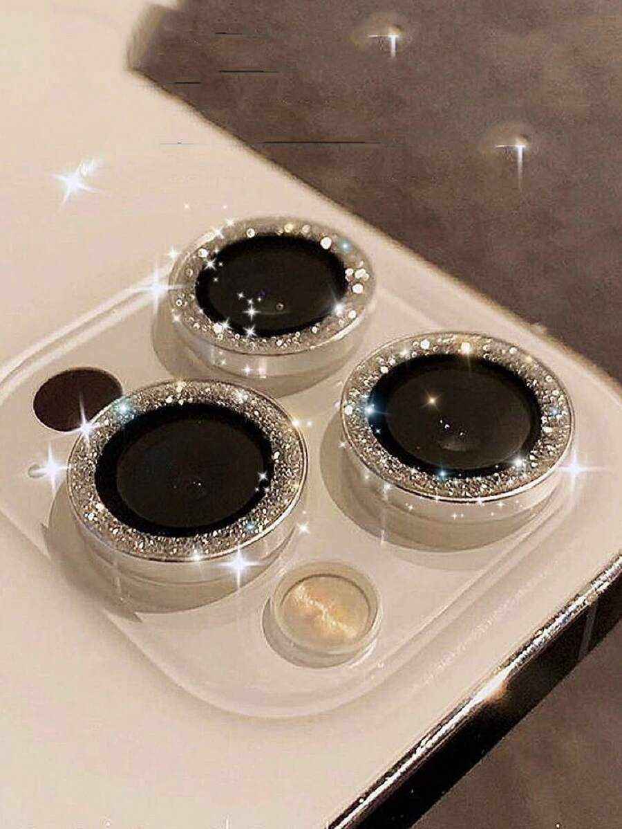 Phim bảo vệ ống kính máy ảnh và mặt sau điện thoại bằng đá lấp lánh mới tương thích với iPhone 14 Pro/15, miếng dán đá lấp lánh tương thích với iPhone 13 Pro Max/12/11 phủ toàn diện dùng cho kính chắn gió hàng ngày, văn phòng, gia đình, ốp bảo vệ ống kính máy ảnh bằng pha lê lấp lánh chống nước chống sốc chống rơi chống rơi chống trầy xước chống bám vân tay - Bạc - Xem 1