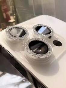 Phim bảo vệ ống kính máy ảnh và mặt sau điện thoại bằng đá lấp lánh mới tương thích với iPhone 14 Pro/15, miếng dán đá lấp lánh tương thích với iPhone 13 Pro Max/12/11 phủ toàn diện dùng cho kính chắn gió hàng ngày, văn phòng, gia đình, ốp bảo vệ ống kính máy ảnh bằng pha lê lấp lánh chống nước chống sốc chống rơi chống rơi chống trầy xước chống bám vân tay - Bạc - Xem 4