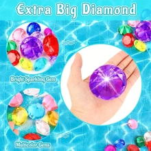 20/50/100 Pcs Diving Gems Pool Beads, Large Acrylic Gems Big Gems Pirate Treasure Chest Summer Underwater Swimming Beads For Birthday Swimming Pool Party Favors