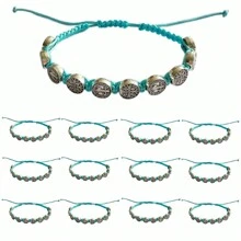 BONITTER 12 pezzi/confezione Braccialetti San Benedetto antichi dorati, protezione fatti a mano in corda rossa e nera, medaglia regolabile, braccialetti della benedizione, della serenità, dell'amicizia per donne e uomini