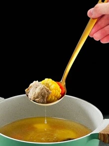 6pcs Stainless Steel Serving Utensils Set Includes Soup Ladle, Perforated Spoon, Serving Spoon, Etc. Ideal For Home Kitchen, Hotel, Buffet School Supplies,Christmas Gift - màu đen - Xem 5