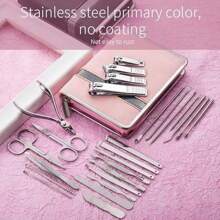 Juego De Manicura Conjunto De Cortauñas De Acero Inoxidable 26 pcs, Sets De Aseo Profesional Para El Cuidado De La Piel De Las Manos, Los Pies Y Las Uñas, Con Estuche De Viaje