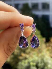 1 Cặp Hoa tai thả Cubic Zirconia thanh lịch dành cho phụ nữ dùng làm đồ trang sức kỷ niệm ngày cưới đính hôn Quà tặng ngày lễ tình nhân - 1 # - Xem 16