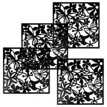 12/24/48Pcs Hanging Room Divider, Plastic Flower Carving Pattern Panel Screen For Living Dining Sitting-Room Hotel And Bar Decoration - màu đen - Xem 4