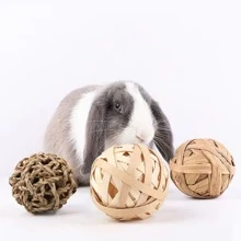 1 bucată din lemn natural sau jucărie de mestecat cu minge de hamster de iepure