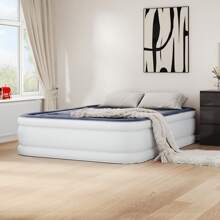 Double Inflatable Air Bed Built-In Pump High Raised Mattress Camping King Size - Grey - View 2