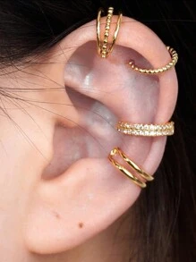 Aretes de oreja para mujeres sin perforaciones, pendientes de aro dorados enchapados en oro para orejas no perforadas, pendientes de cartucho con clip, pendientes falsos sin peso