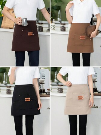 1pc Unisex Short Waist 3D Restaurant Apron For Waiter Or Waitress,Kitchen,Bathroom,Home,Household Suppliers