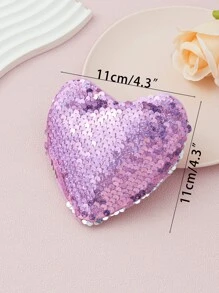 Creative Children's Glitter Coin Purse, Little Girls' Heart-Shaped Crossbody Bag, Cute Shoulder Bag, Glitter Coin Purse, Hanging Rope Silver Wallet, New Year Gift, Candy Bag - Purple - View 2