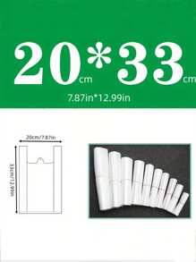 50/100/200 个透明白色塑料袋，适用于杂货店、购物袋、餐厅、便利店、精品店和超市 - 白色 - 查看 3