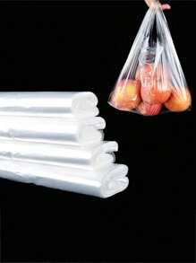 50/100/200 个透明白色塑料袋，适用于杂货店、购物袋、餐厅、便利店、精品店和超市 - 白色 - 查看 5